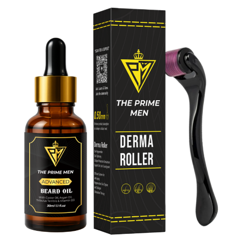 The Prime Men Regular Beard Growth Kit | 30ml Beard Oil + Derma Roller