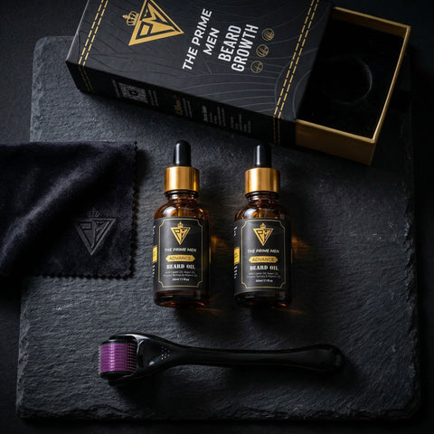 The Prime Men Regular Beard Growth Kit | 30ml Beard Oil + Derma Roller