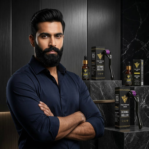 The Prime Men Beard Growth Kit | 2 Beard Oils + 1 Derma Roller