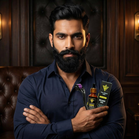 The Prime Men Beard Growth Kit | 2 Beard Oils + 1 Derma Roller